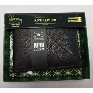 Rivet & Burr RFID Leather Bifold Wallet Black With Box
